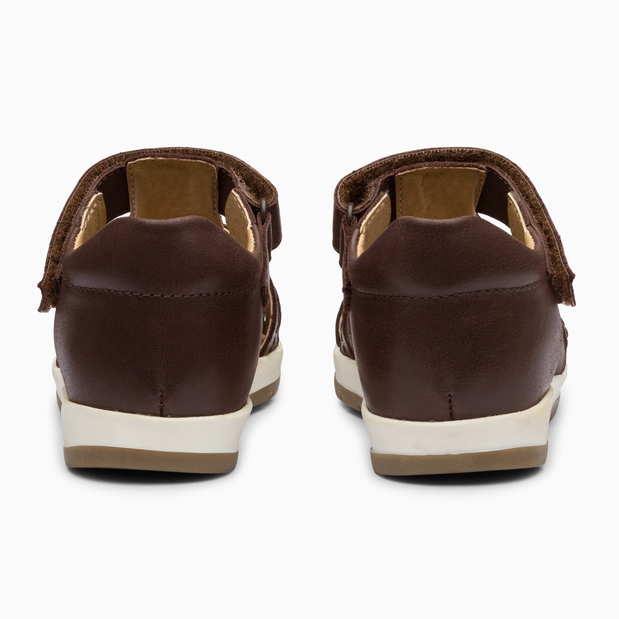 Single Strap Trio Kids Leather Sandals - Chocolate Brown