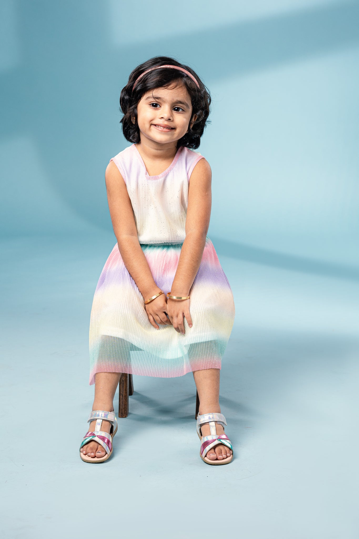 "Misty Garden" Single Strap Sandals Kids - Silver, Pink & Grey