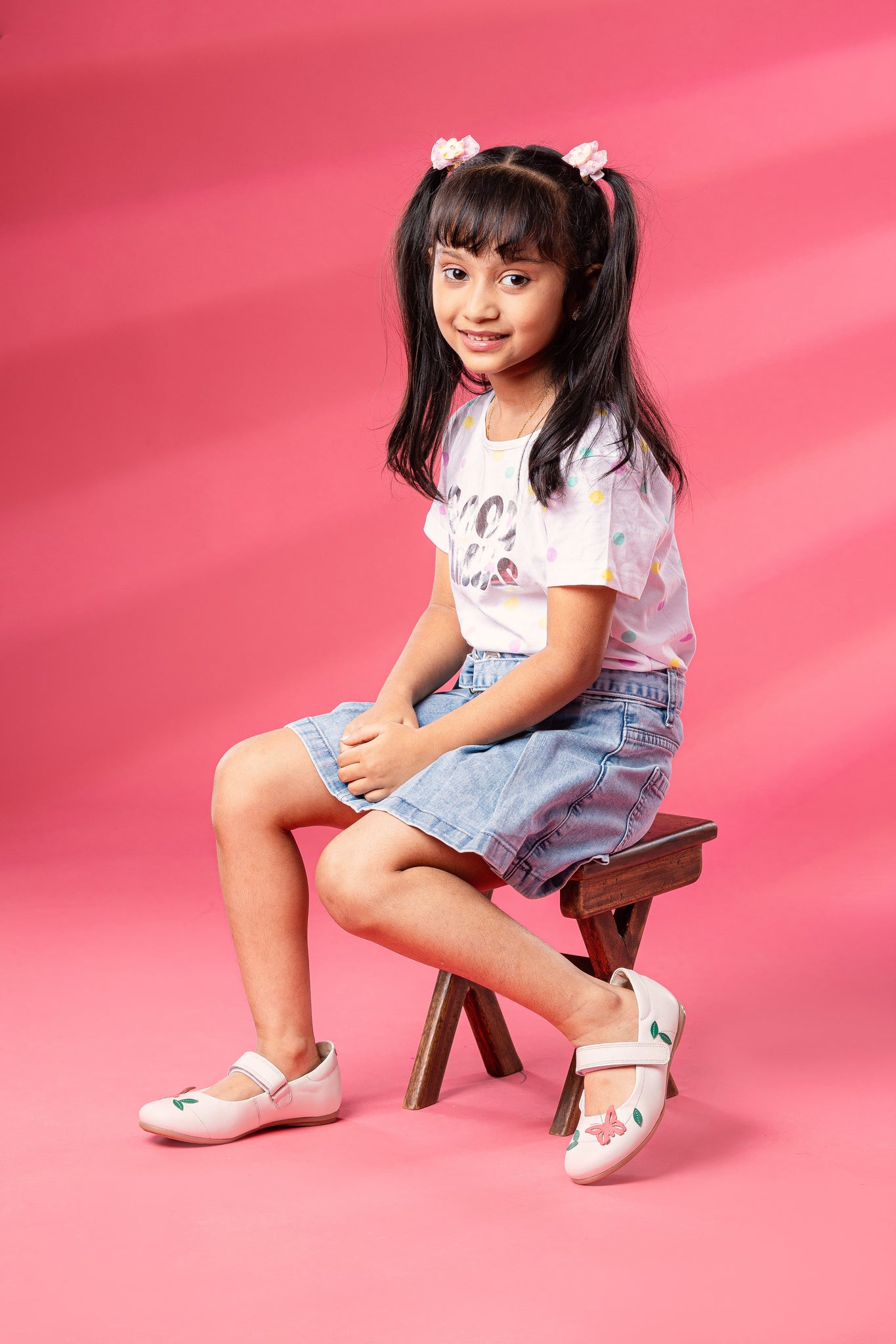 "Butterfly Blossom" Single Strap Ballerinas Kids - White