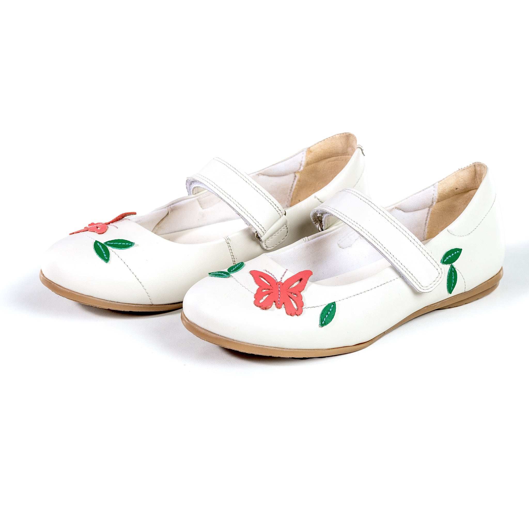 "Butterfly Blossom" Single Strap Ballerinas Kids - White