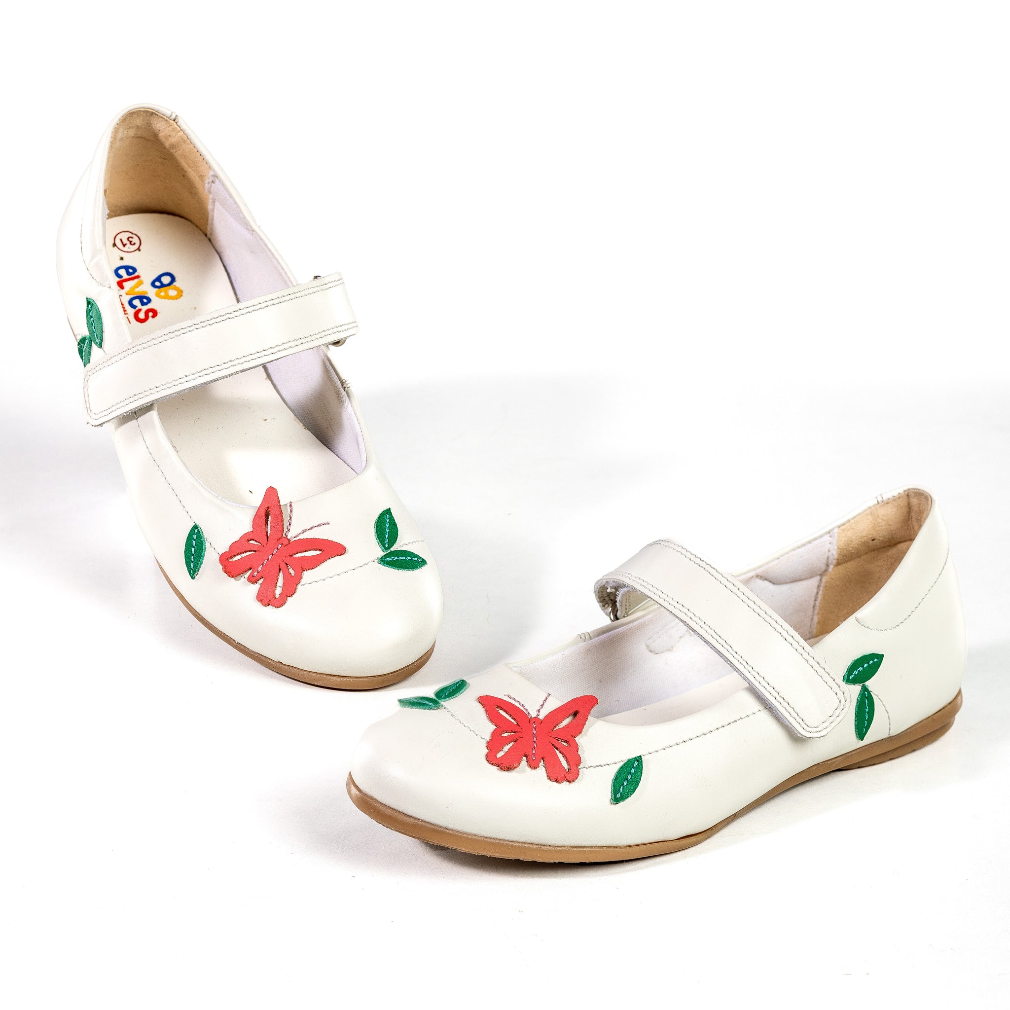 "Butterfly Blossom" Single Strap Ballerinas Kids - White