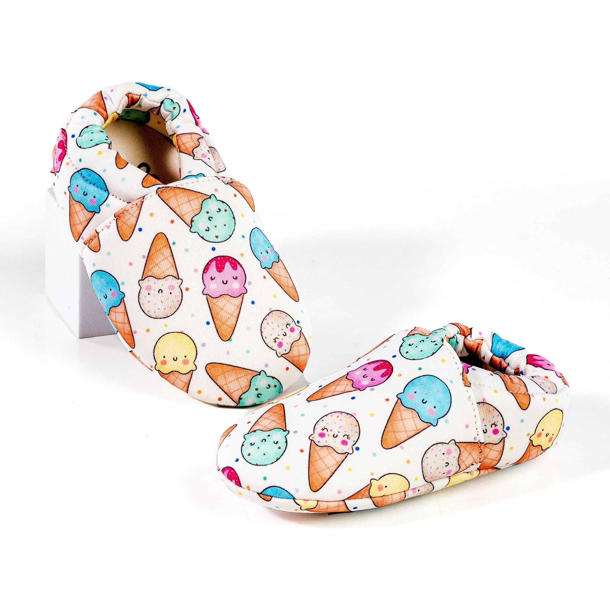 Ice Cream Cotton Baby Shoe - White