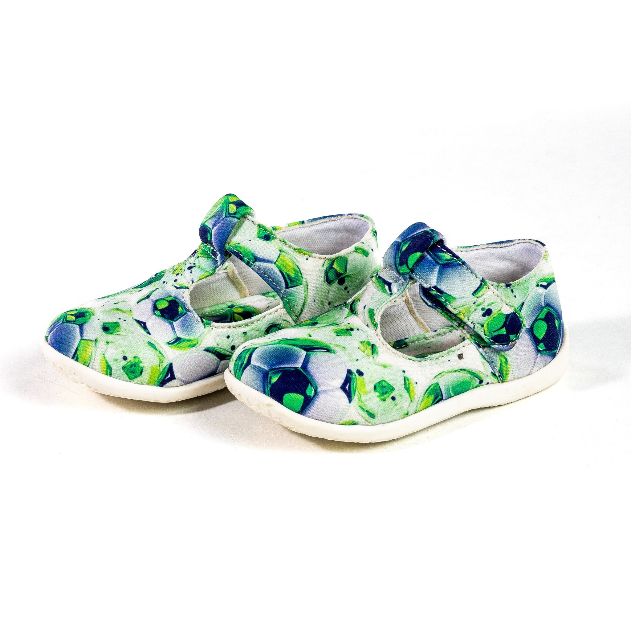 "Goal Kick" Single Strap Baby Sandals - Green & White