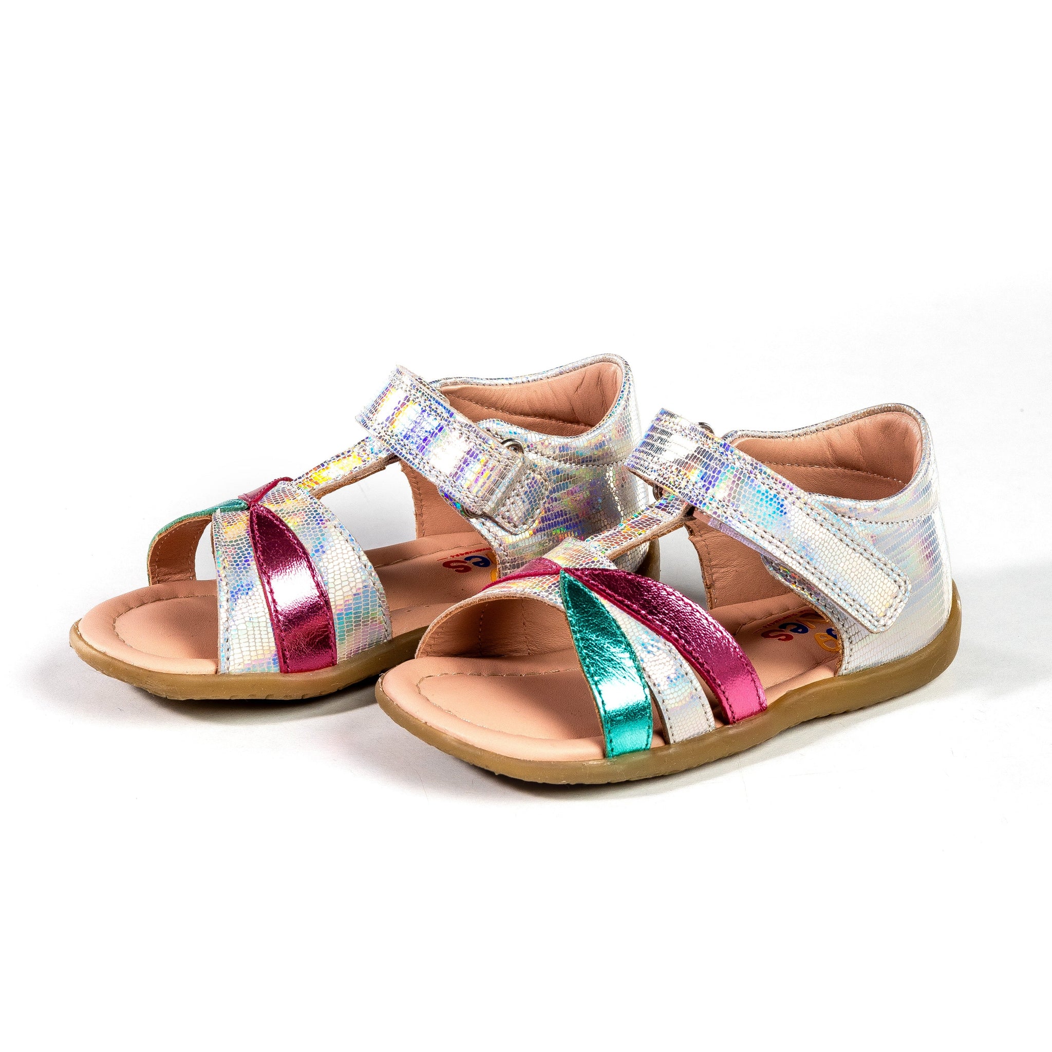 "Misty Garden" Single Strap Sandals Kids - Silver, Pink & Grey