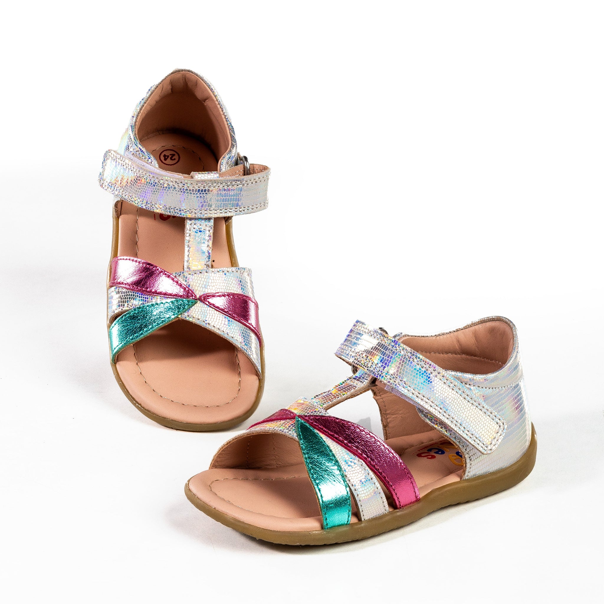 "Misty Garden" Single Strap Sandals Kids - Silver, Pink & Grey