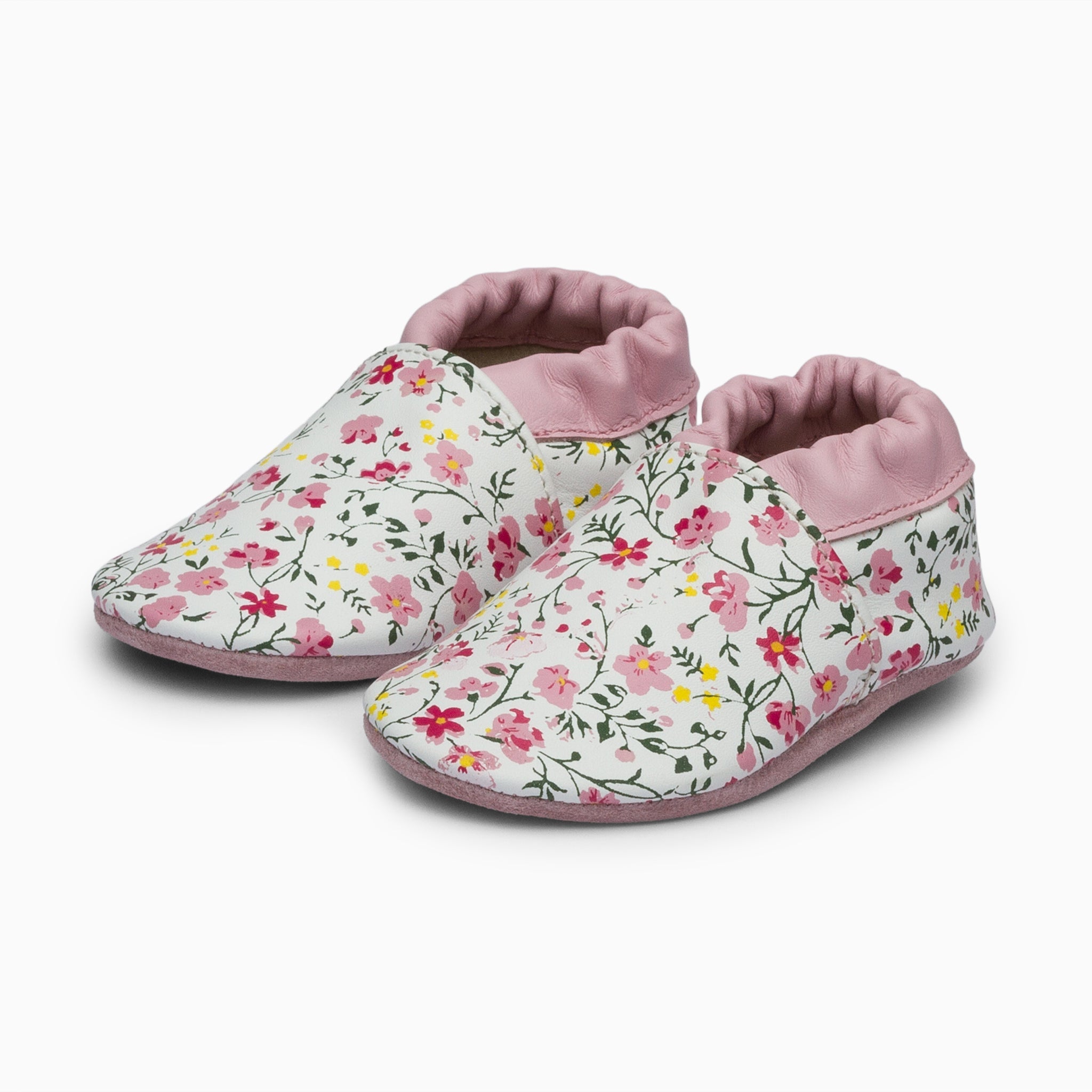 Flowers Leather Baby Shoe - Pink