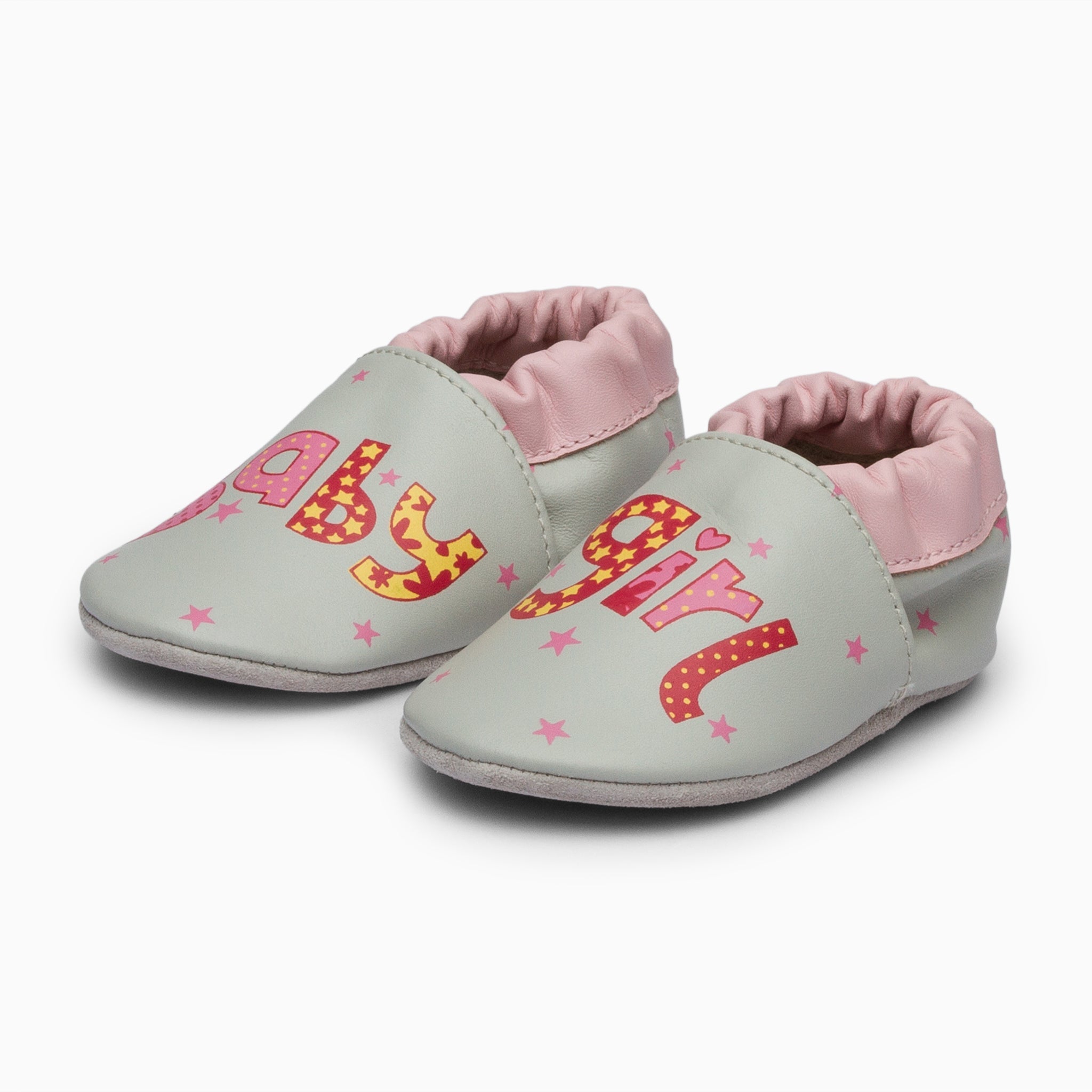 Baby Girl Leather Baby Shoe - Grey and Pink