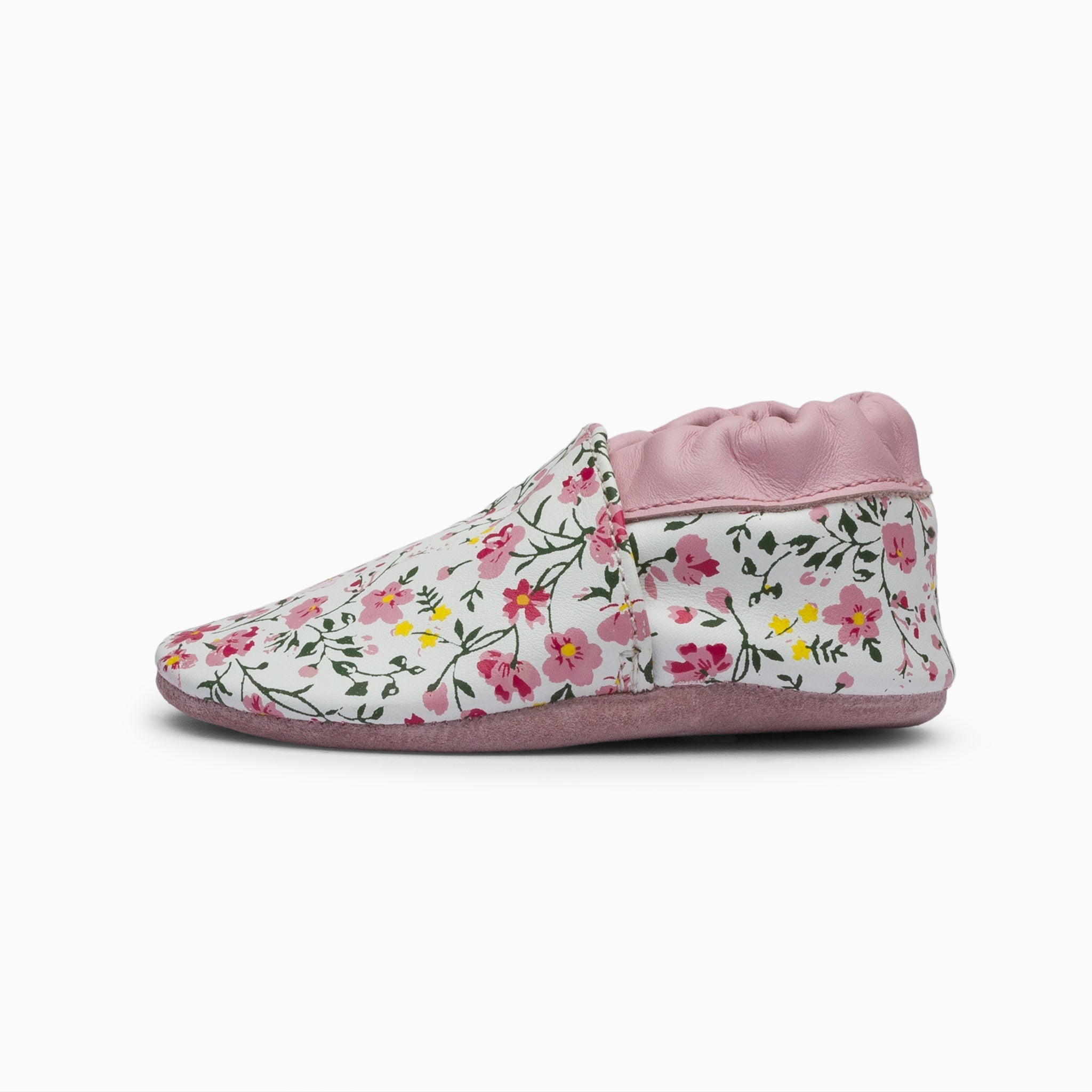 Flowers Leather Baby Shoe - Pink