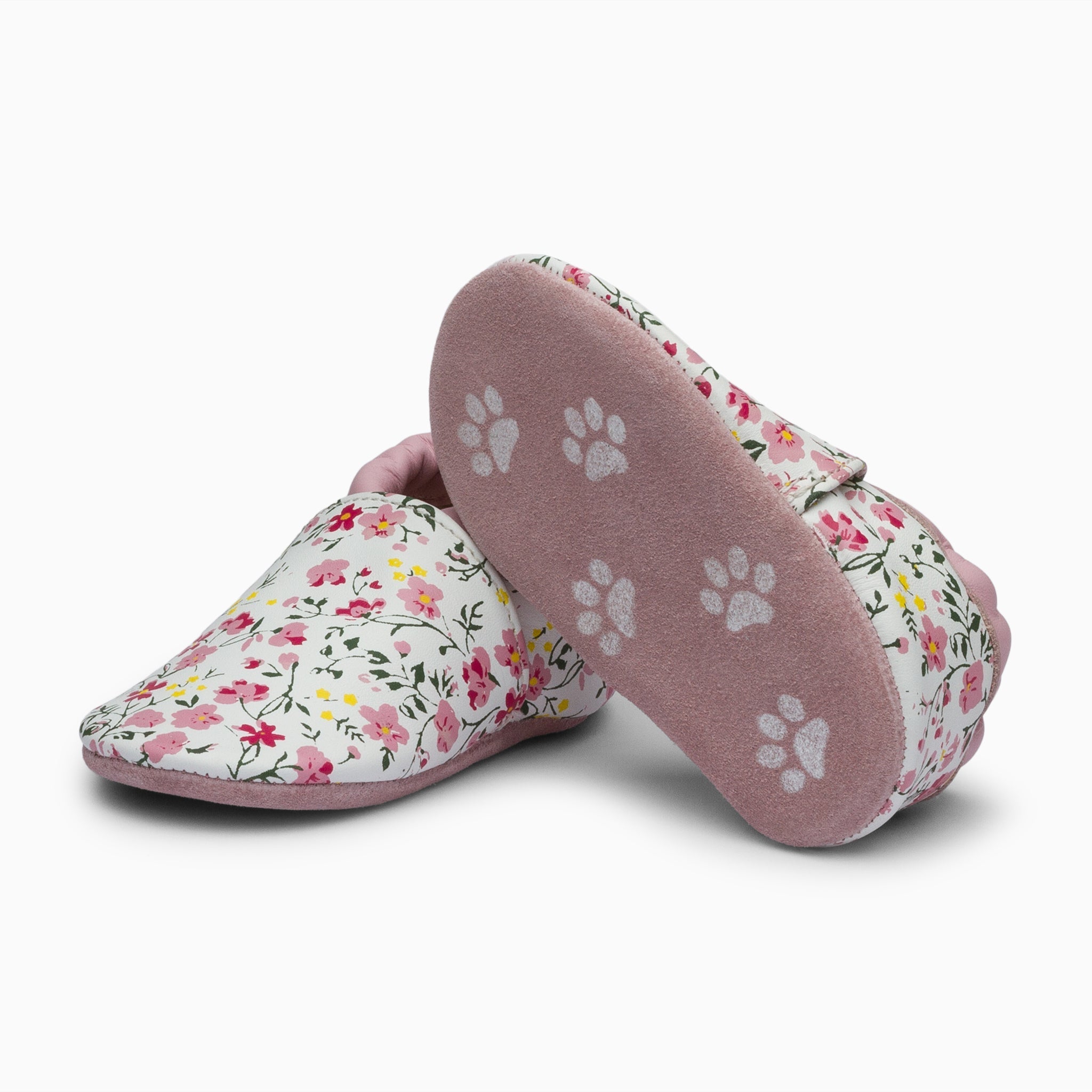 Flowers Leather Baby Shoe - Pink