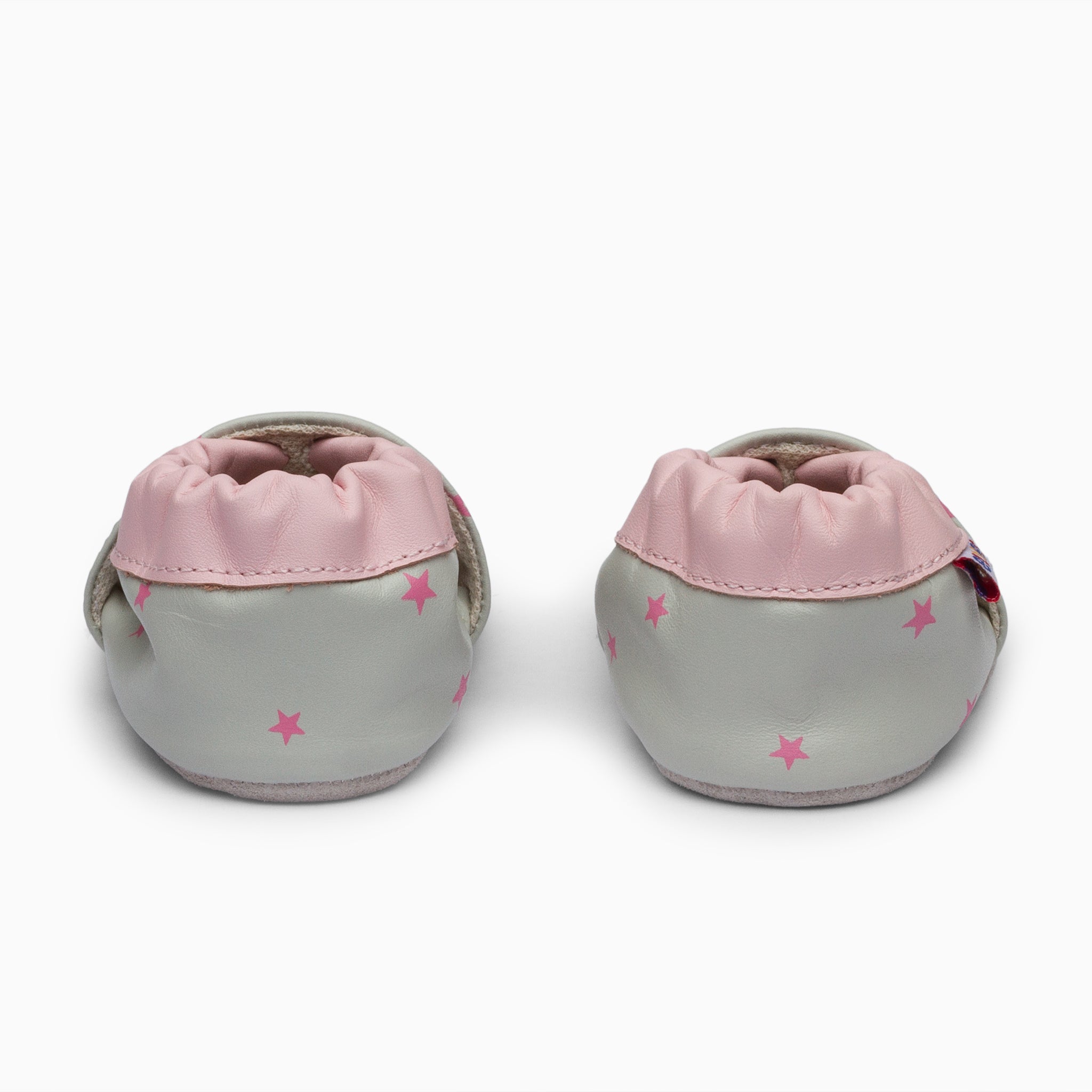 Baby Girl Leather Baby Shoe - Grey and Pink