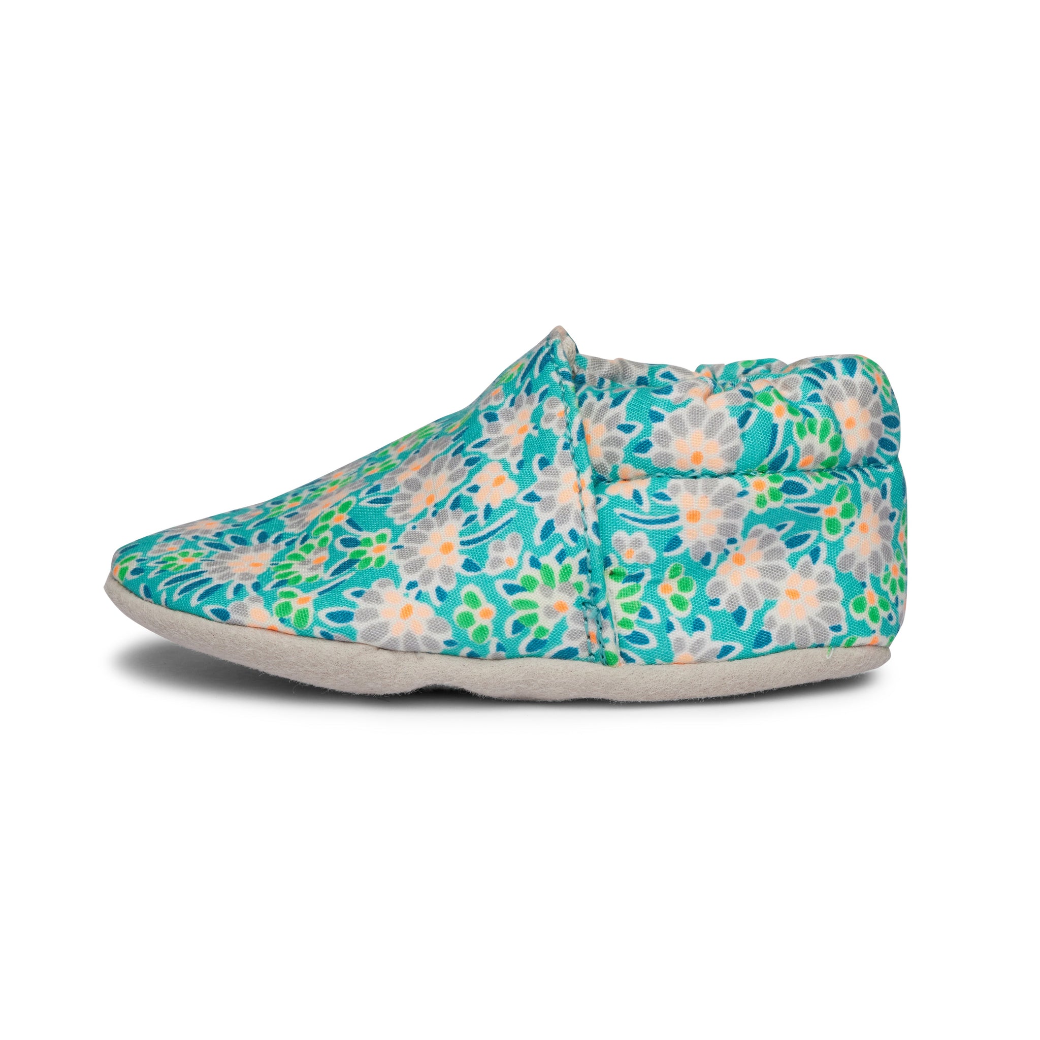 Flower Cotton Baby Shoe - Green And Blue