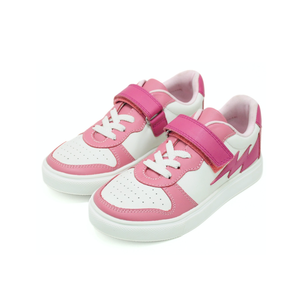 Lightning Kids Leather Sneaker - Pink & White