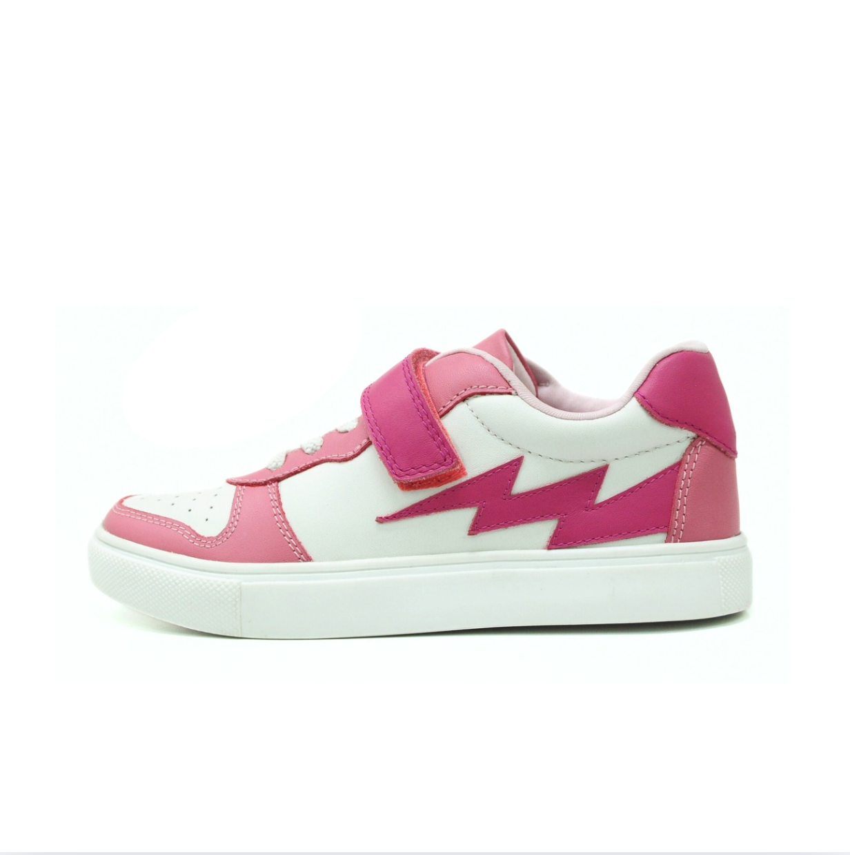 Lightning Kids Leather Sneaker - Pink & White