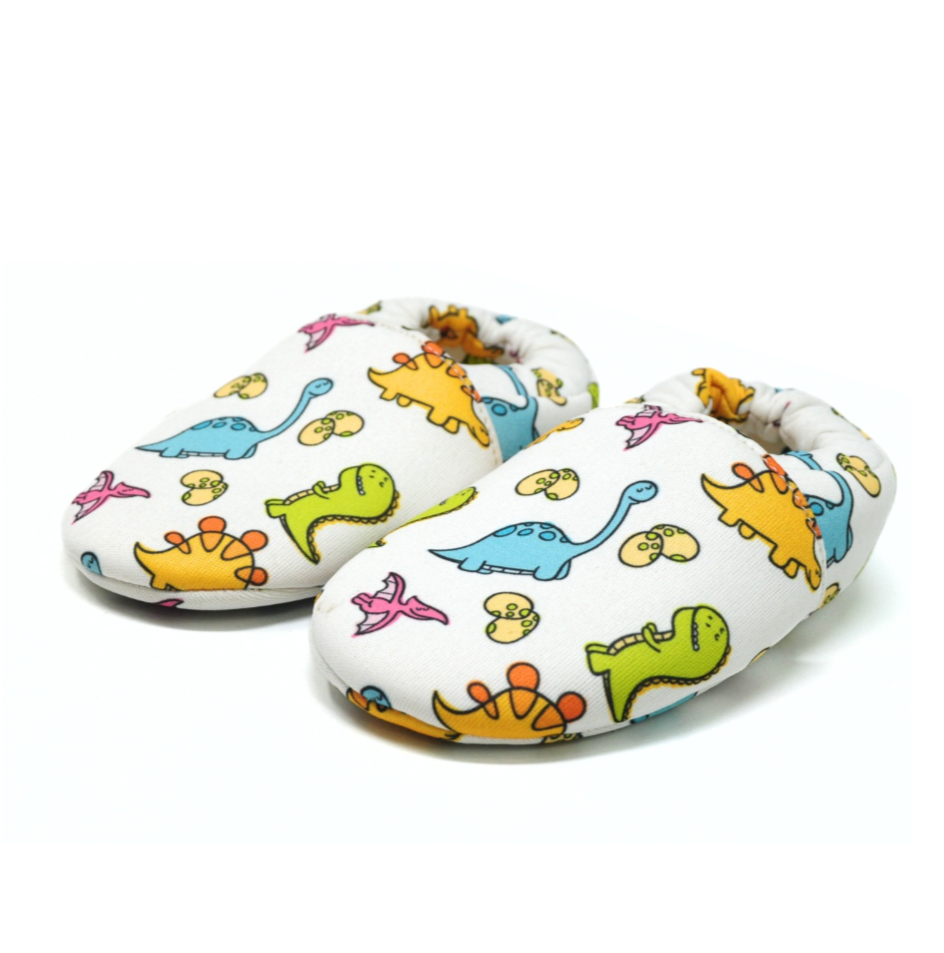 Dino Cotton Baby Shoe - White
