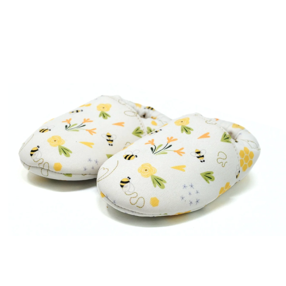Honey-Bee Cotton Baby Shoe - White