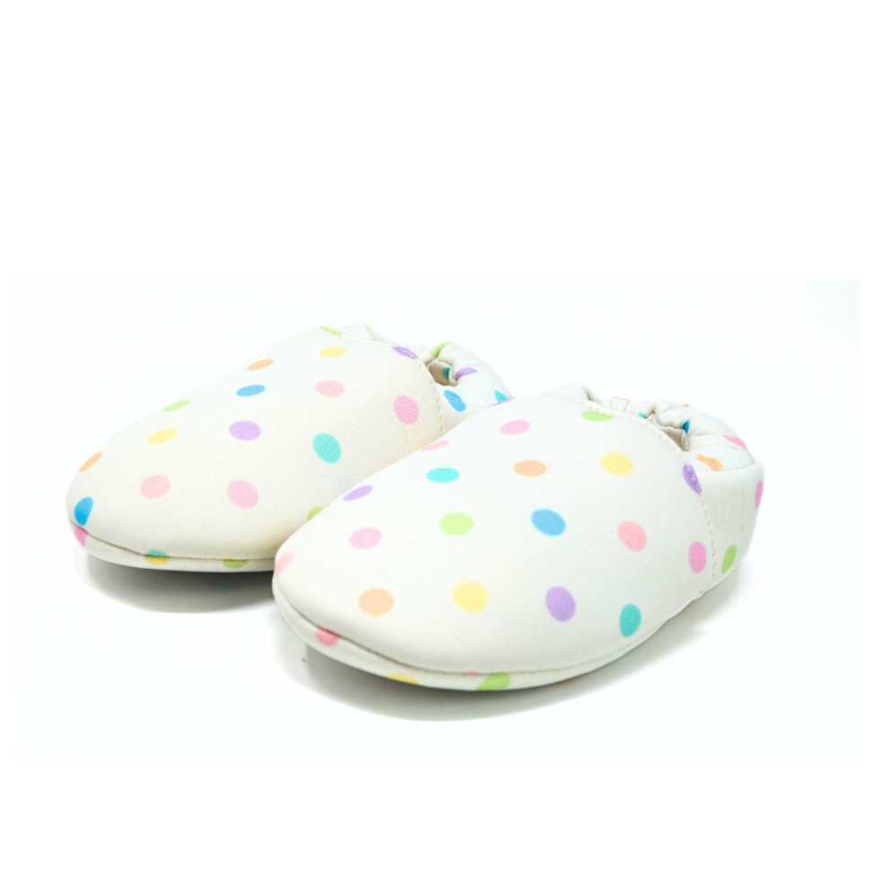 Polka-Dot Cotton Baby Shoe - White