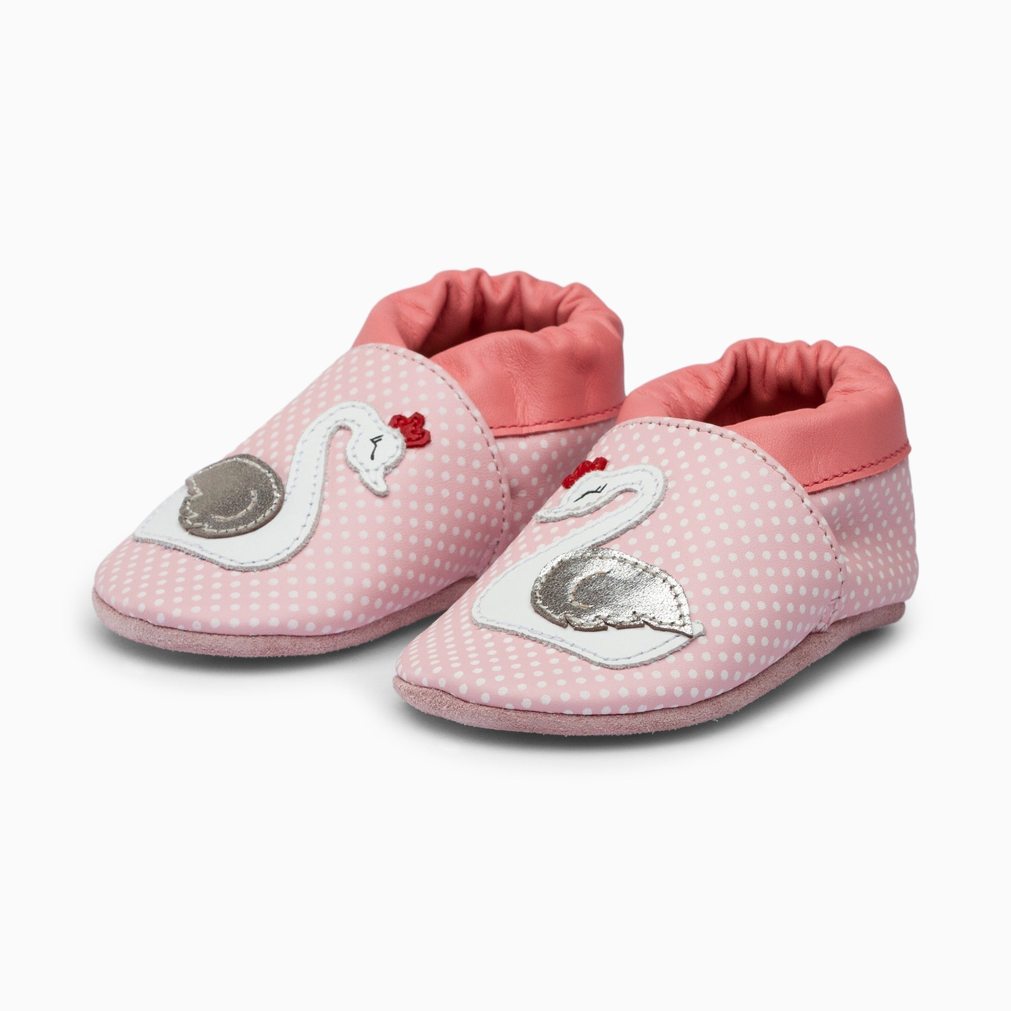 Swan Leather Baby Shoe - Pink