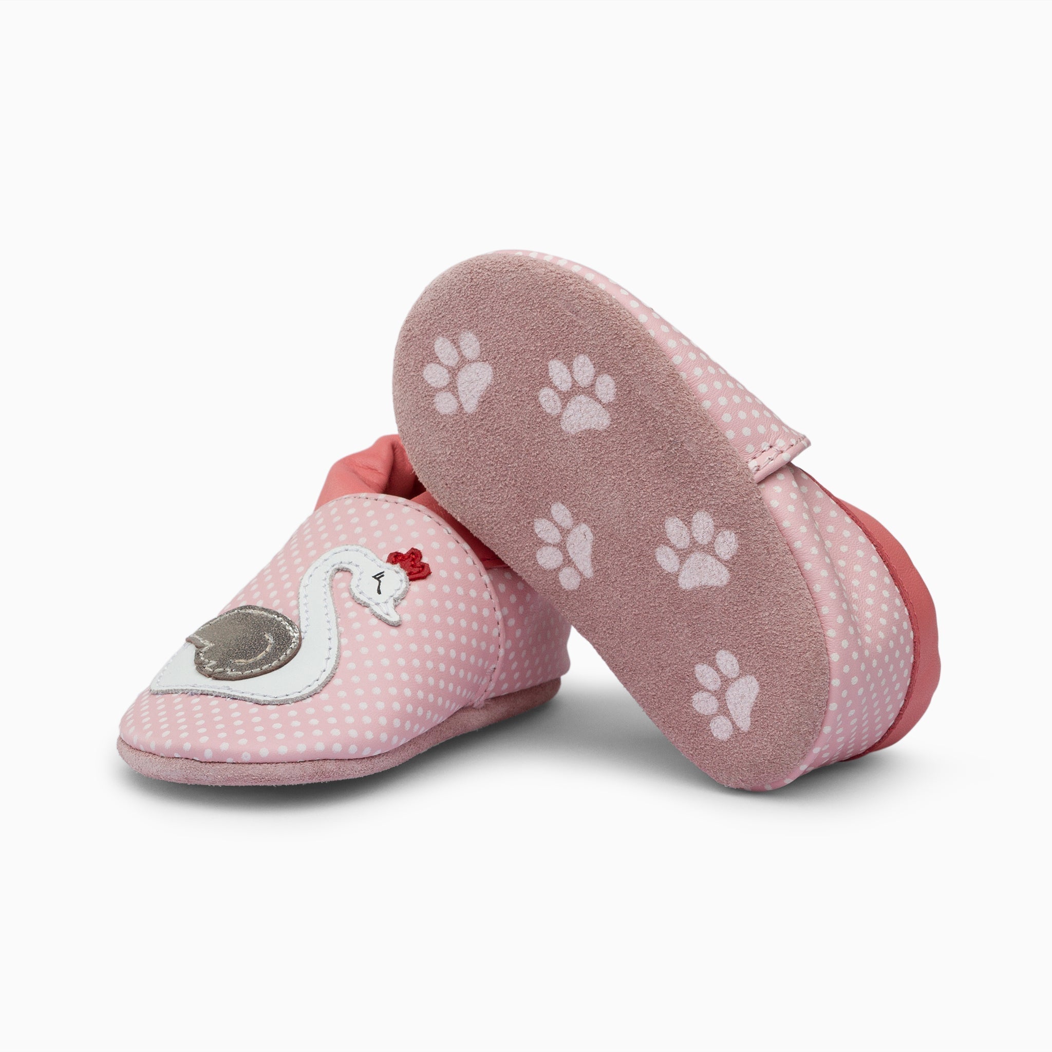 Swan Leather Baby Shoe - Pink
