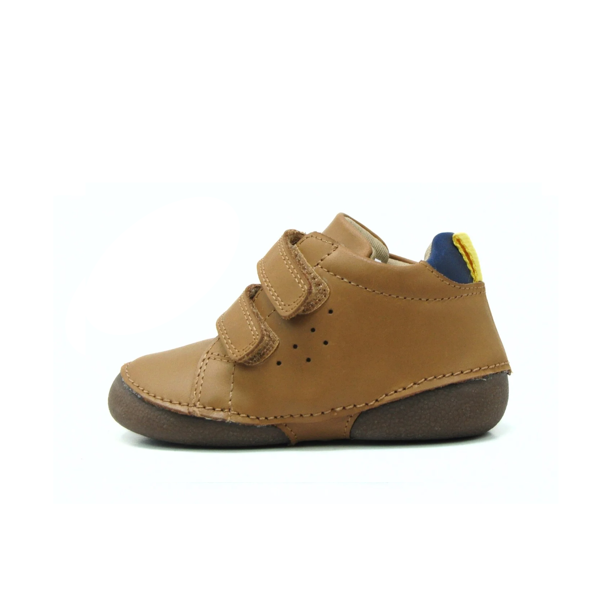 Double Velcro Kids Leather Sneakers - Light Brown