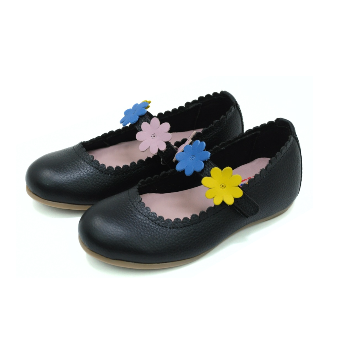Classic Flower Single Strap Ballerinas Kids - Black
