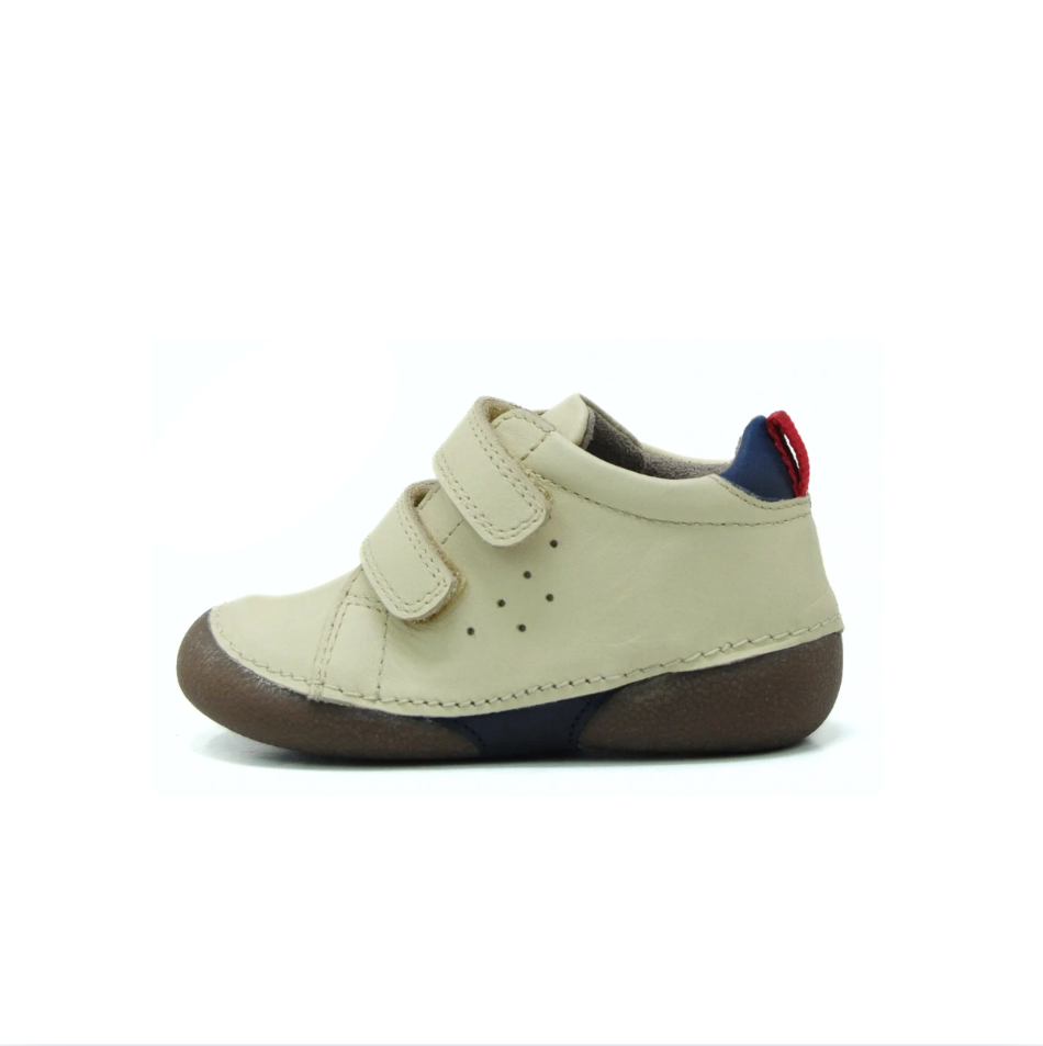 Double Velcro Kids Leather Sneakers - Off White