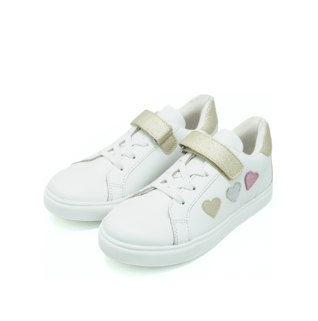 Trio of Hearts Kids Leather Sneaker - White
