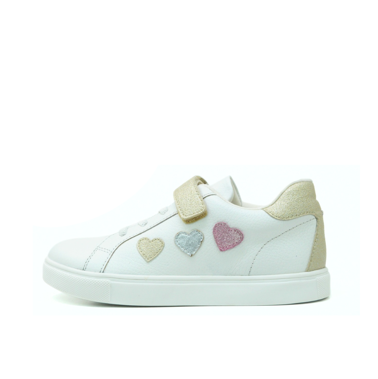 Trio of Hearts Kids Leather Sneaker - White