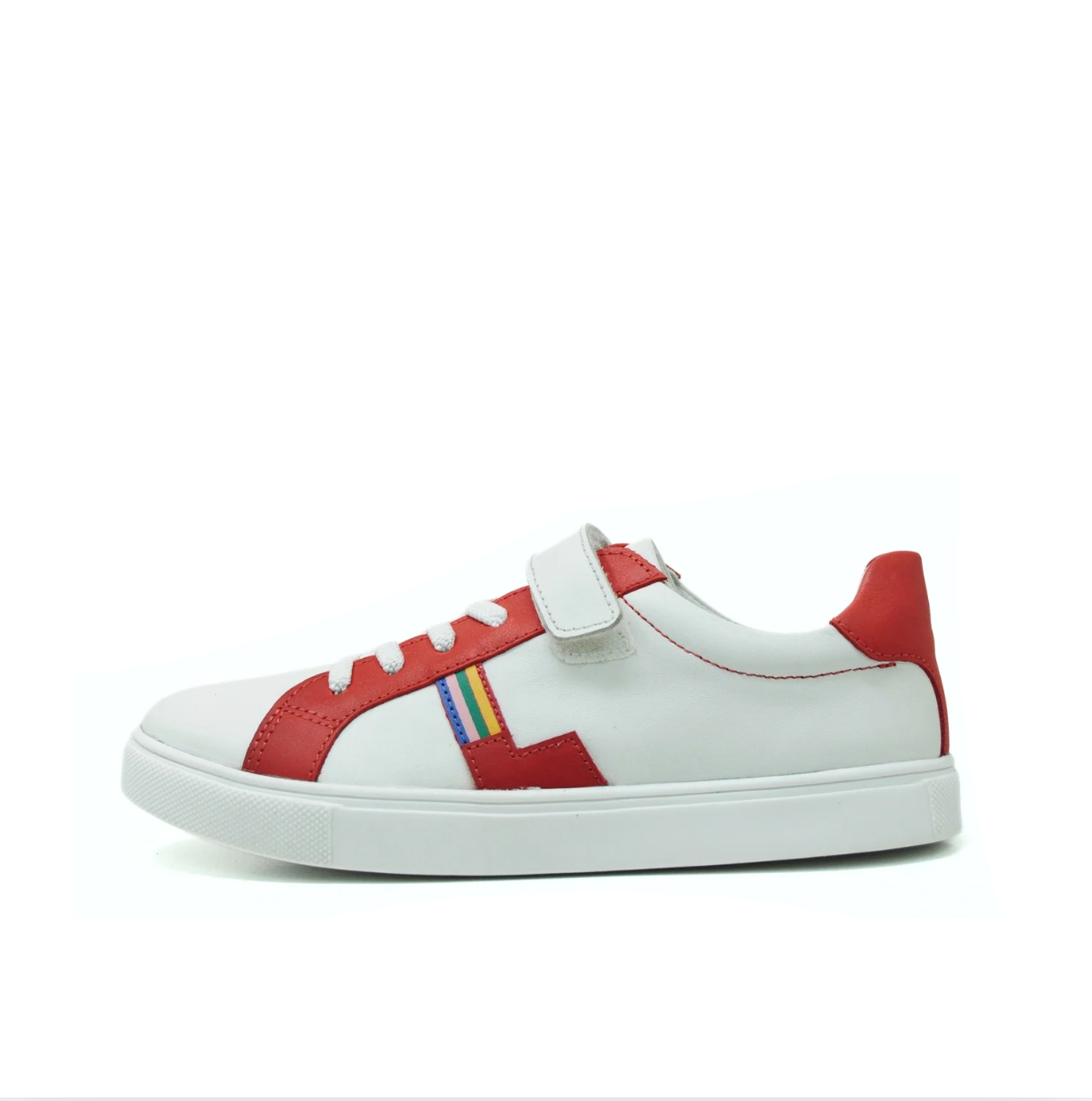 Rainbow Kids Leather Sneaker - Red & White