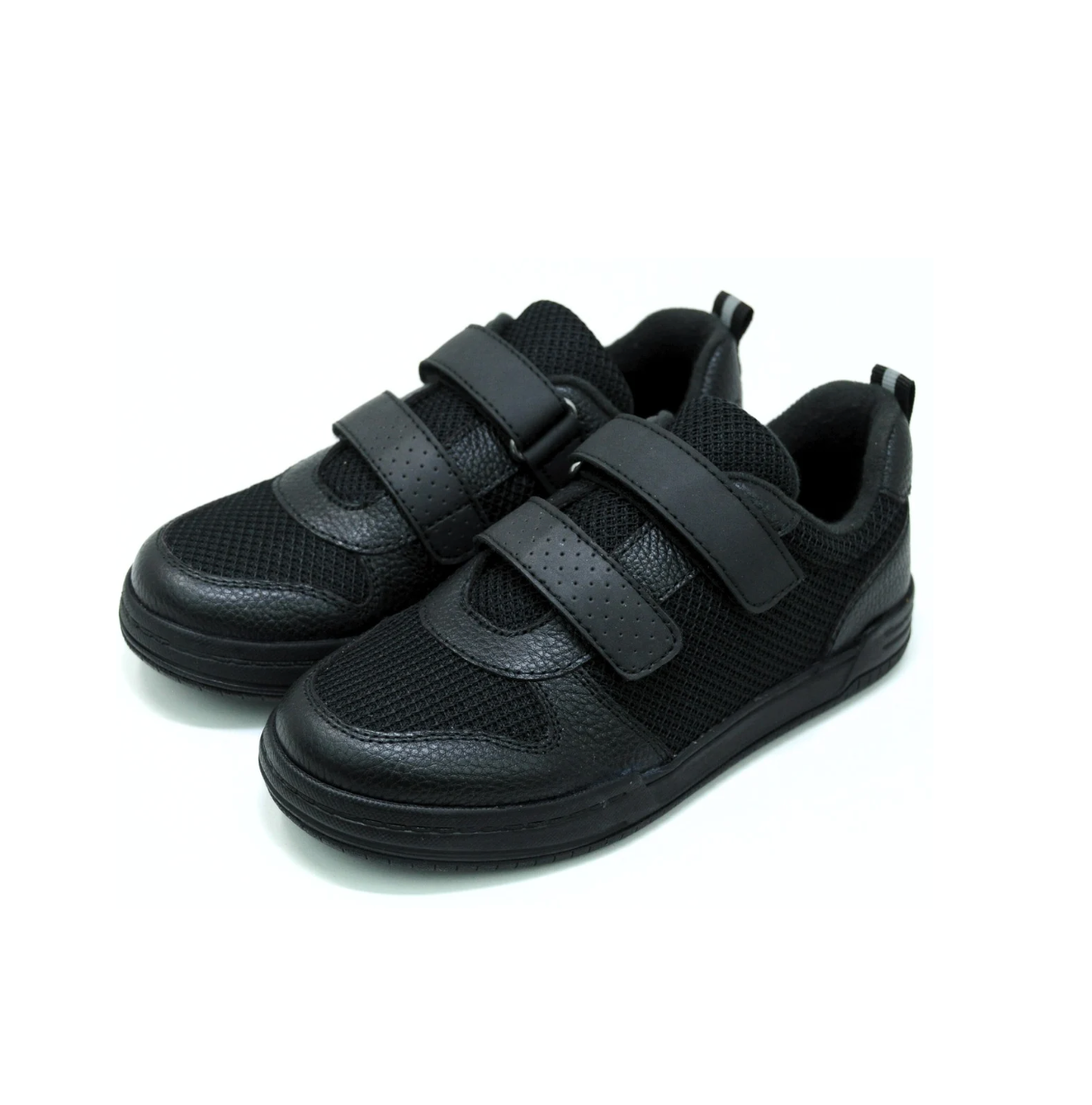 Double Strap Kids School Shoes - Black