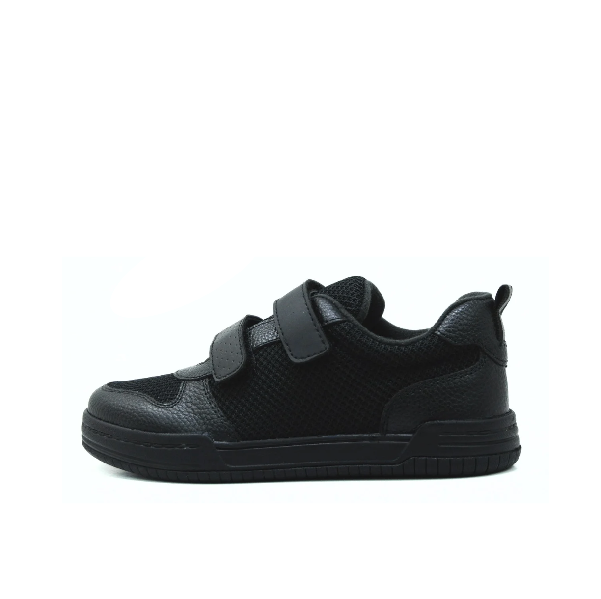 Double Strap Kids School Shoes - Black