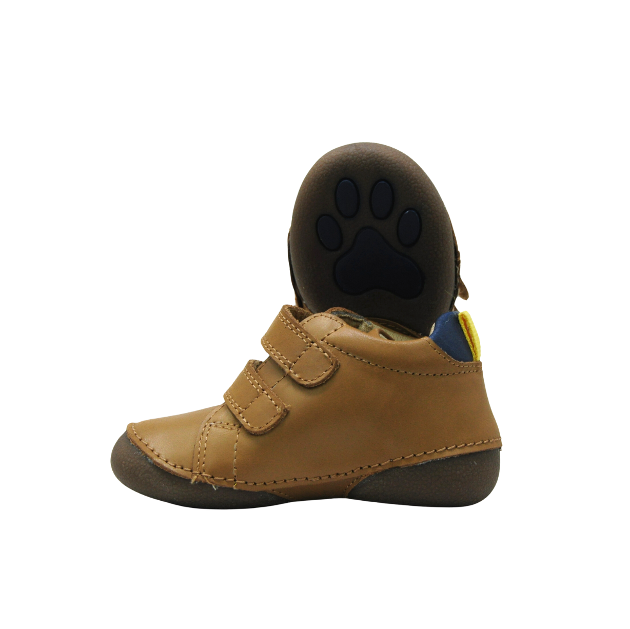 Double Velcro Kids Leather Sneakers - Light Brown